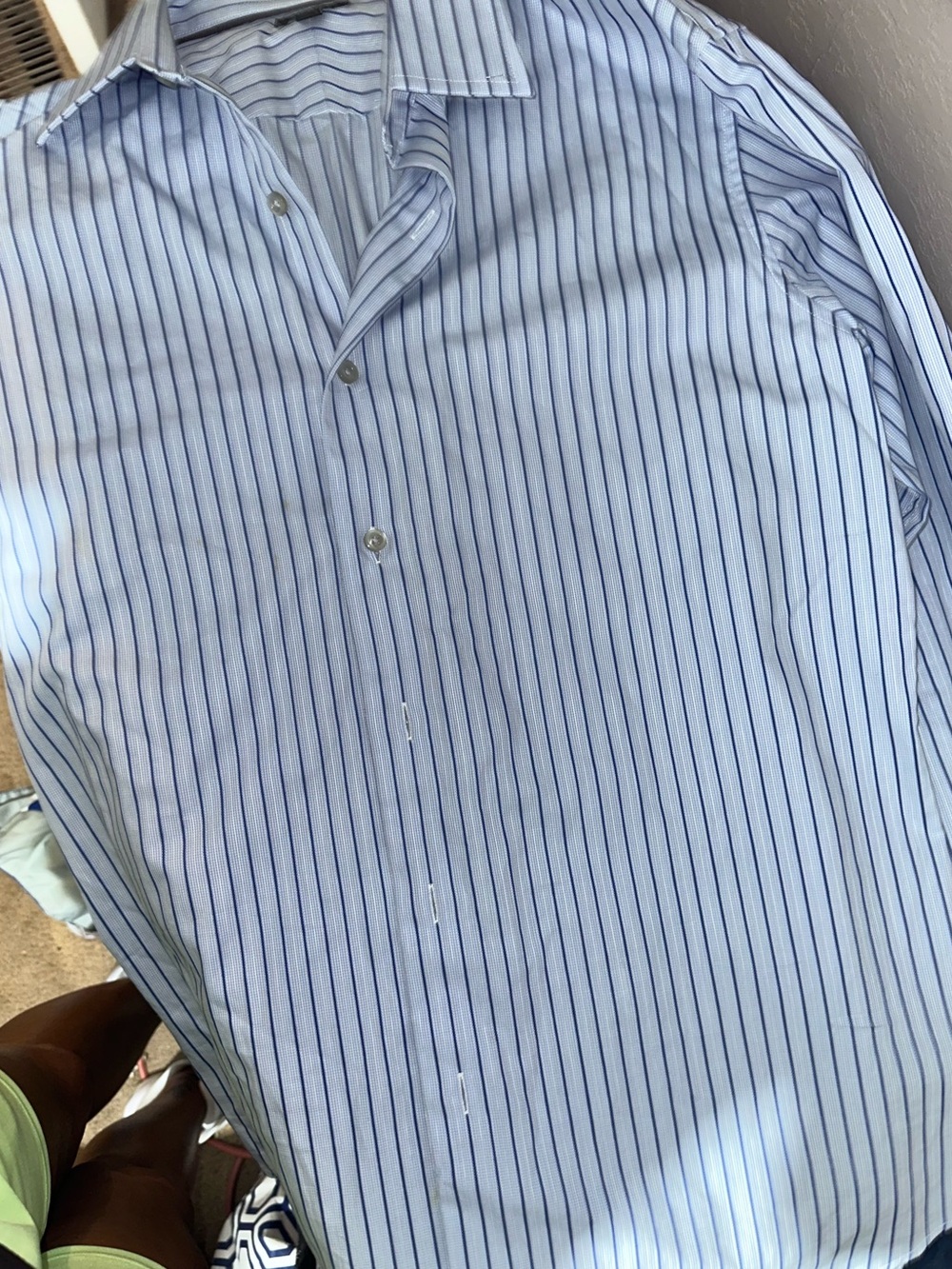 Apt. 9 Light Blue Shirt with Navy Pinstripes